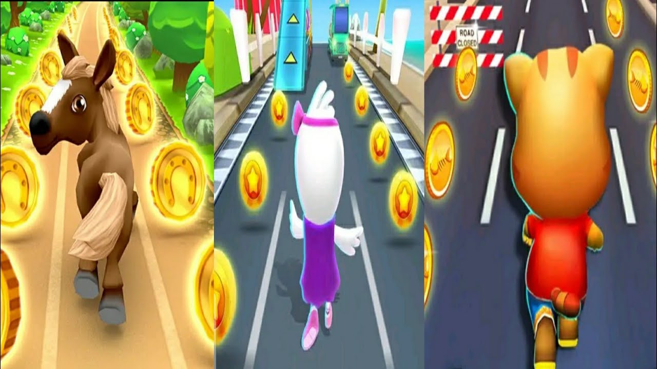 Tricky Cat Chase: Endless Run VS Rush Rush 3D - Running Games VS Pony Run Magical Horse Runner