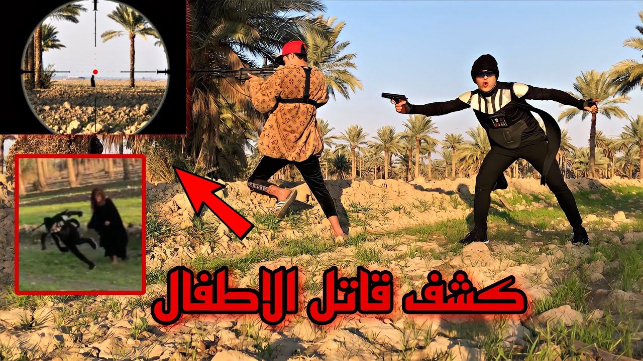 مطاردة قاتل الاطفال والهجوم عليه داخل البستان المهجور