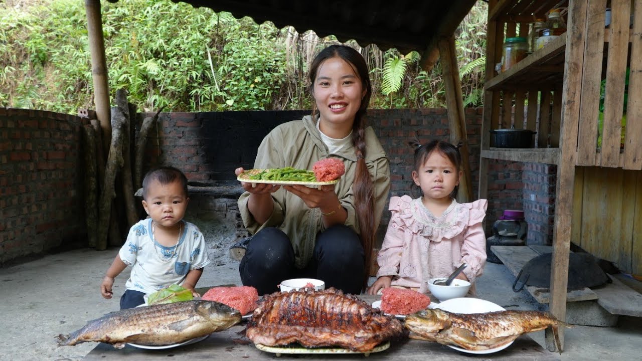 90 Days of Harvesting Climbing Beans, Giant Fish, Melons for Sale, Grilling Fish for Little Daughter