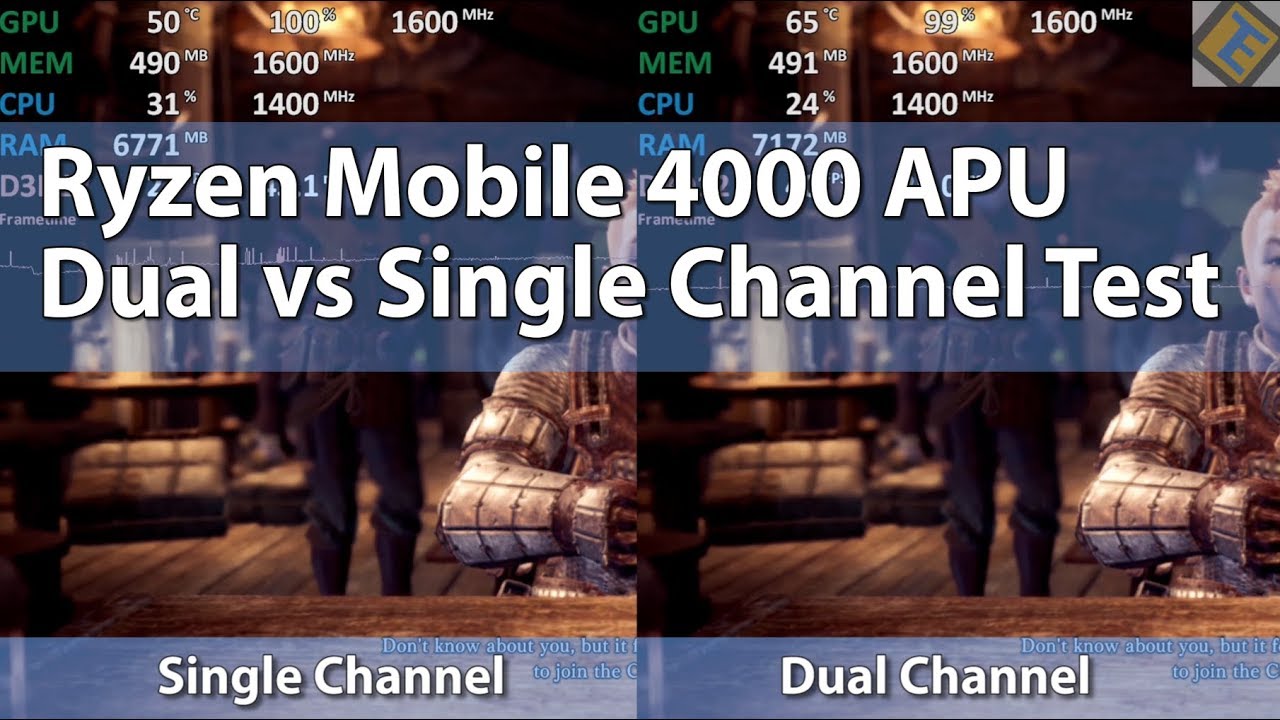 Ryzen Mobile 4000 APU Single Channel vs. Dual Channel Test (DDR4-3200)
