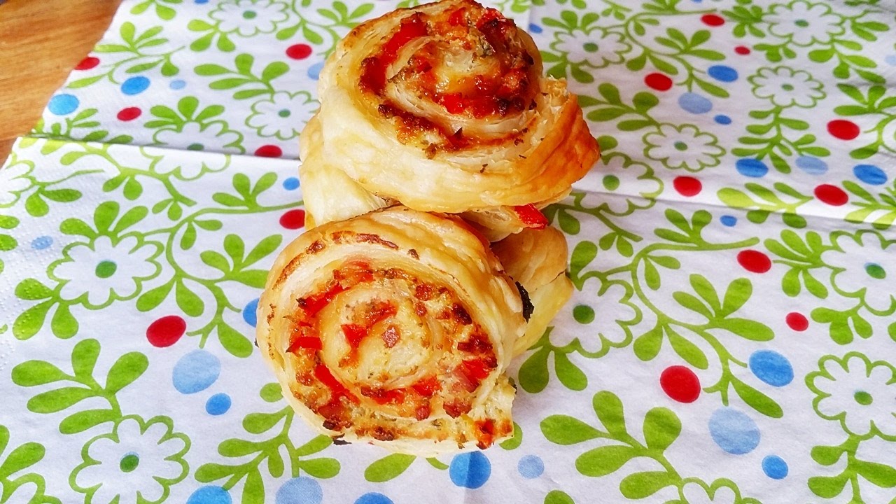 Rezept: saftige Paprika-Schinken-Schnecken / Herzhafte Schnecken / Snack / Pizzaschnecken