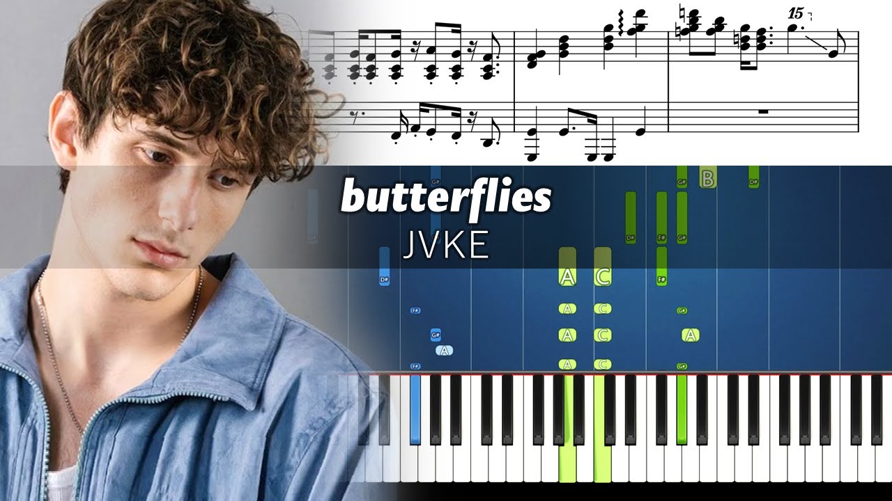 JVKE et al. - butterflies - Accurate Piano Tutorial with Sheet Music