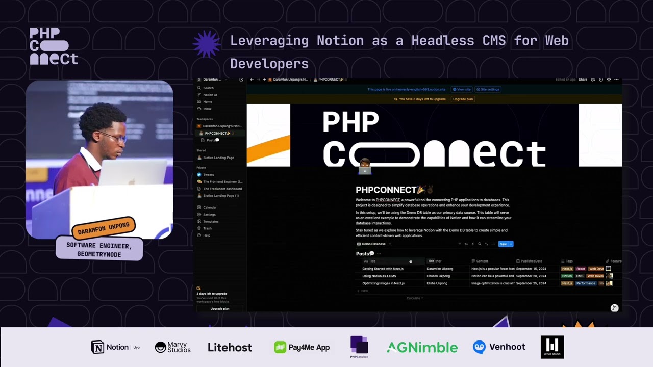 Leveraging Notion As A Headless CMS For Web Developers | Daramfon Ukpong at PHPConnect'24 Breakout