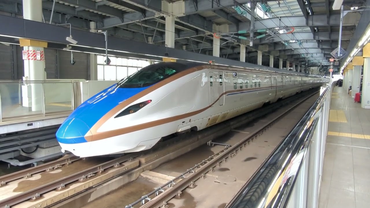 2026年3月19日JR西日本北陸新幹線金沢(駅)12番のりば12Eつるぎ12号金沢着(運行日約16~17分遅れ)到着→停車 W7系W17編成運行12Eつるぎ12号(→(回送列車)回送2201E)