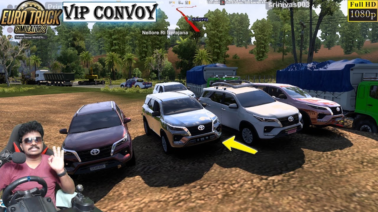 VIP Convoy Toyota Fortuner Free Car Mod Driving with Logitech g29 Steering | Euro Truck Simulator 2
