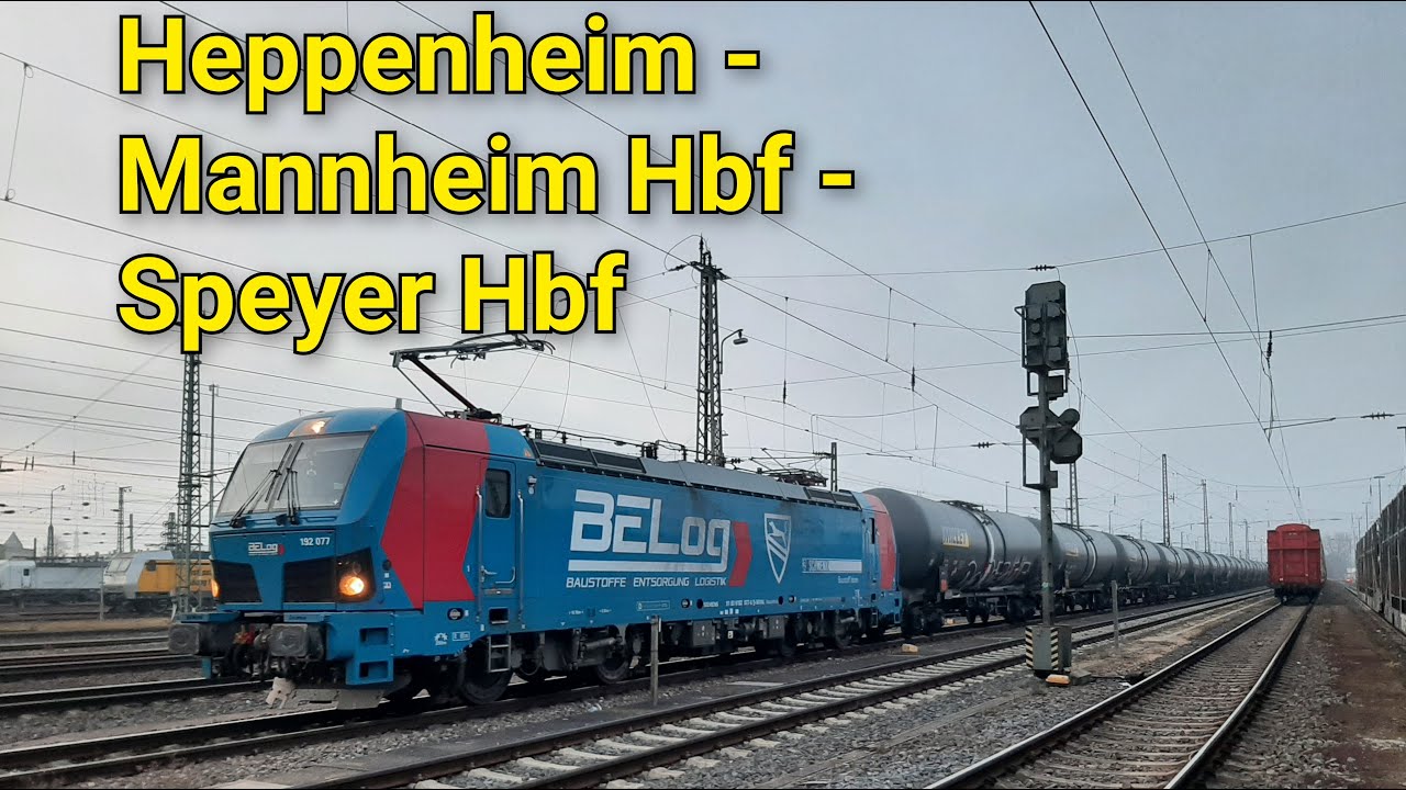 Führerstandsmitfahrt von Heppenheim nach Speyer Hbf mit der Baureihe 192 über Mannheim Hbf