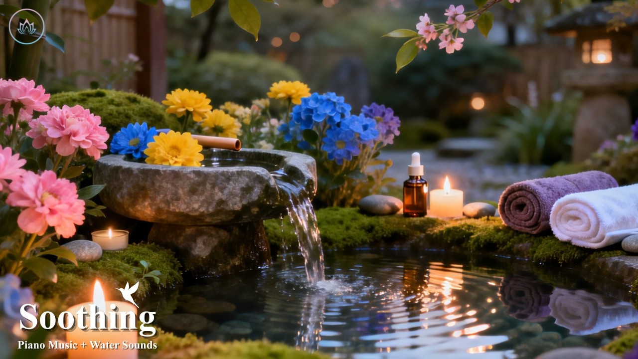 Relaxing Spa Piano & Water Sounds 🌿 Relieves Stress, Anxiety & Depression