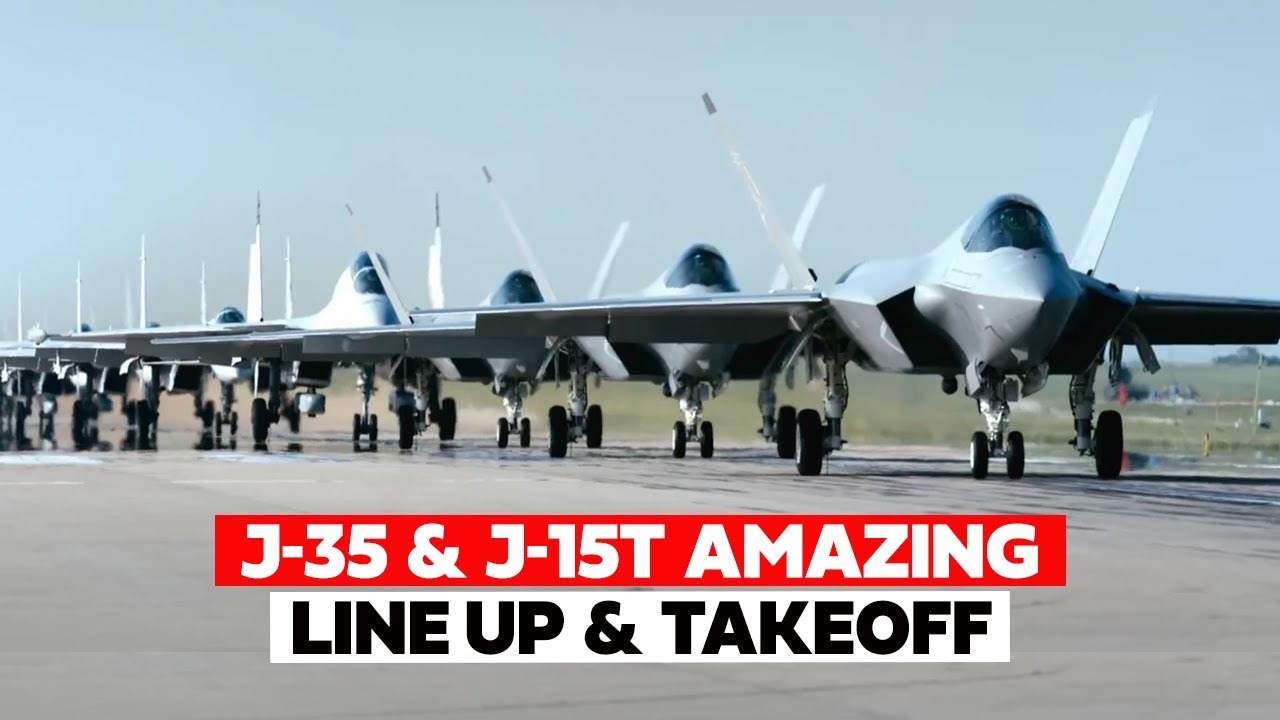 J-35 & J-15T Amazing Line-up & Take-off For V-Day Parade