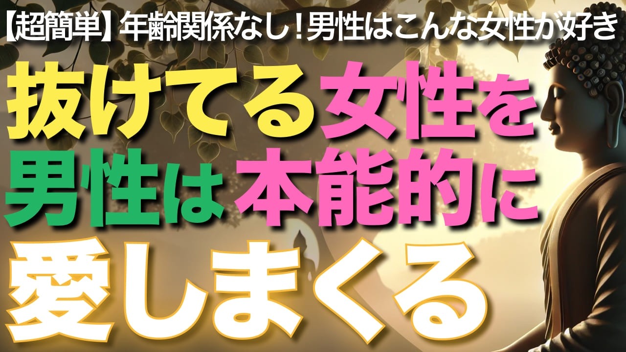抜けてる女性を男性は本能的に愛しまくる【ブッダの教え】【超簡単】年齢関係なし！男性はこんな女性を本能的に追い求めています