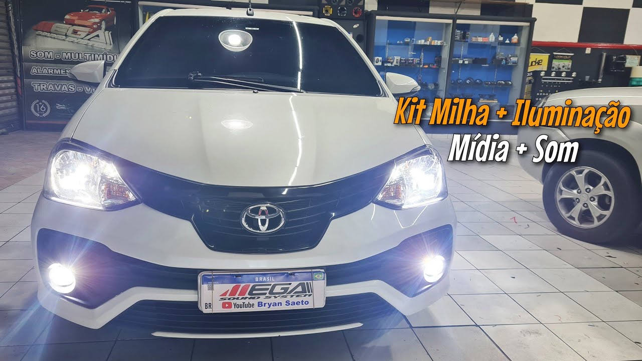 Toyota Etios XPlus 2019 Central Multimídia Winca W7Pró/Câmera Ré + Kit Milha + Lâmpada Mini Projetor