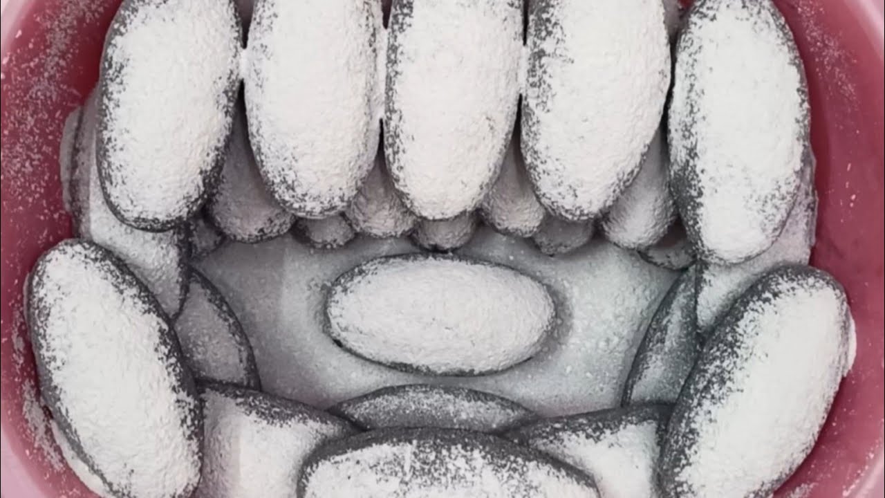 Pure🖤Charcoal Potatoes Soft Smokey💨Covered with Talcum Powder Dry Crumbling & Powder Play ASMR