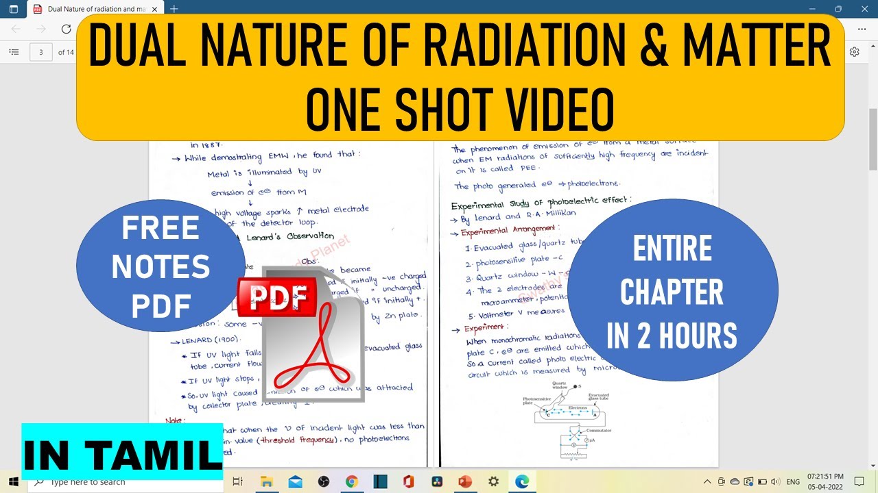 Dual Nature Of Radiation & Matter ONE SHOT VIDEO | In Tamil | Class 12 | FREE NOTES PDF 🔥🔥|#Term2 |