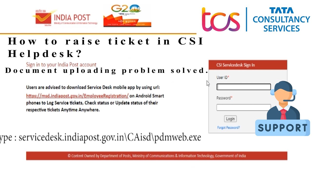 How to raise ticket on TCS helpdesk CSI.Document uploading problem Solved.