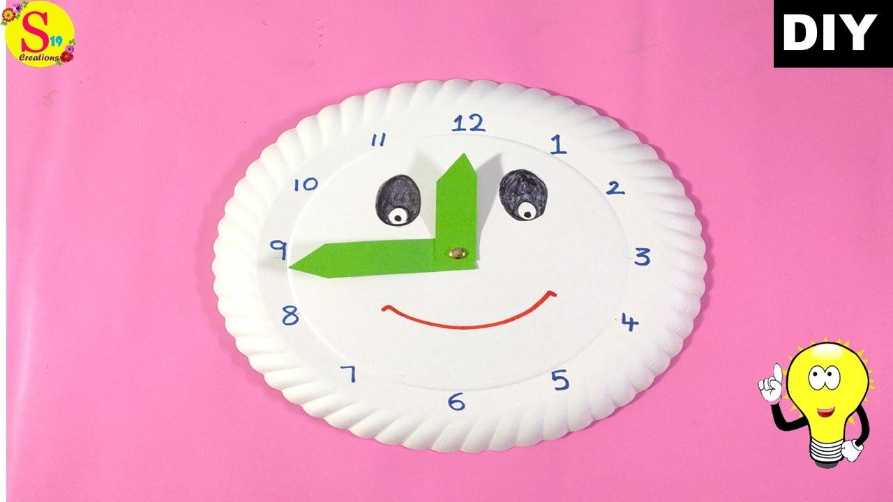 paper plate craft idea for kids | how to make a clock using paper plate | diy paper crafts