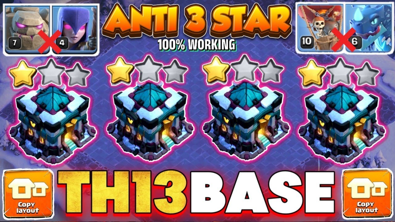 🔥UNBEATEN🔥TH13 WAR BASE WITH REPLAY || TOP 10 TH13 WAR BASE WITH LINK || TH13 ANTI 3 STAR BASE