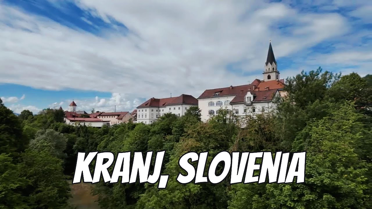 Kranj, Slovenia. Walking tour in old town of Kranj (4K).