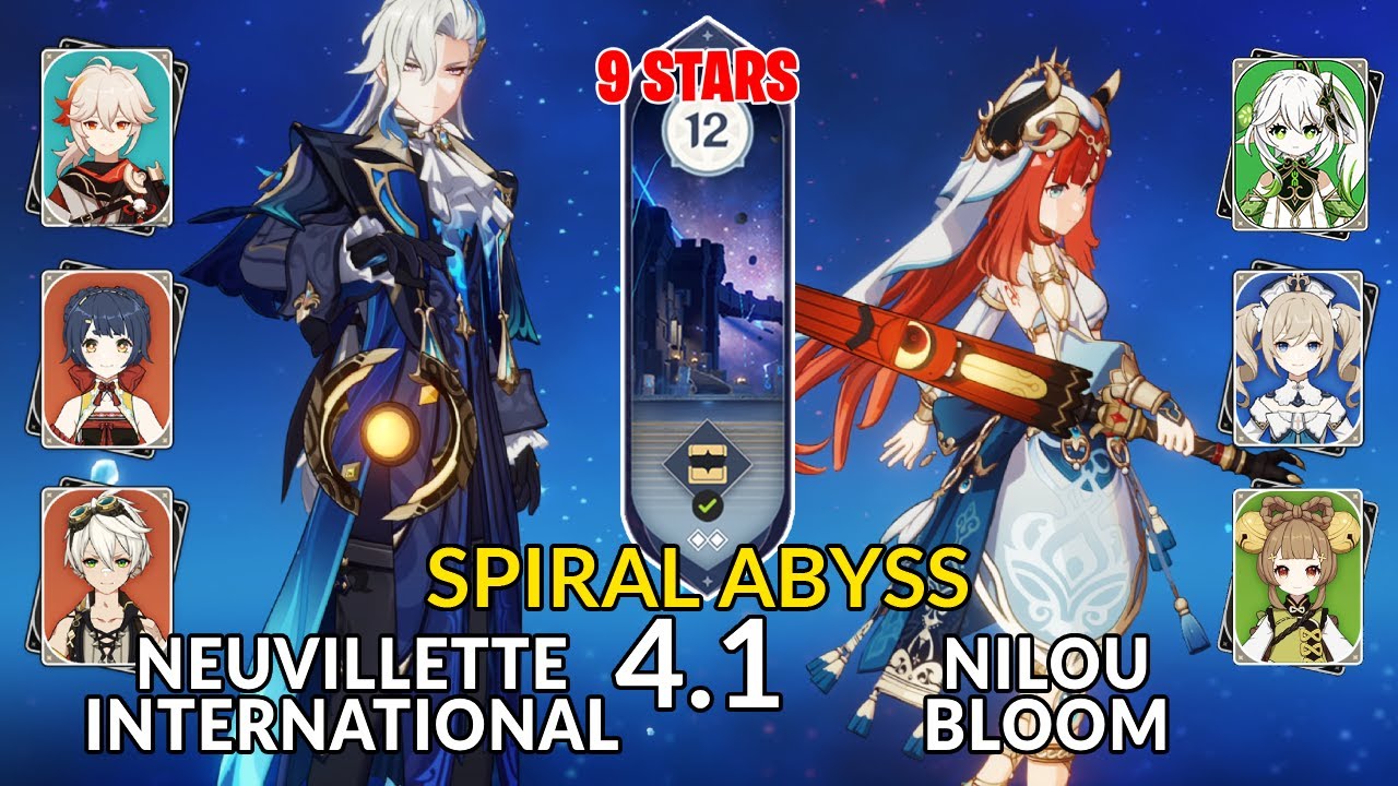New 4.1 Spiral Abyss│Neuvillette International & Nilou Bloom |Floor 12 - 9 Stars| Genshin Impact