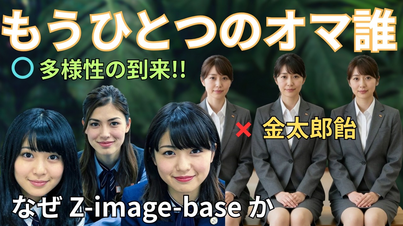 【Z-Image-base】金太郎飴現象の正体と解決策・低VRAM環境の7モデル比較【GitHub workflow配布】