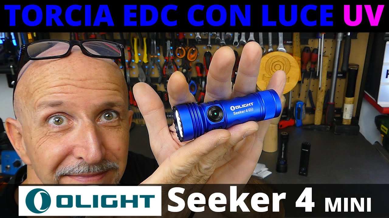 Torcia EDC con luce UV Olight Seeker 4 mini. Lampada EDC Olight GOBER, torcia Olight i3s EOS