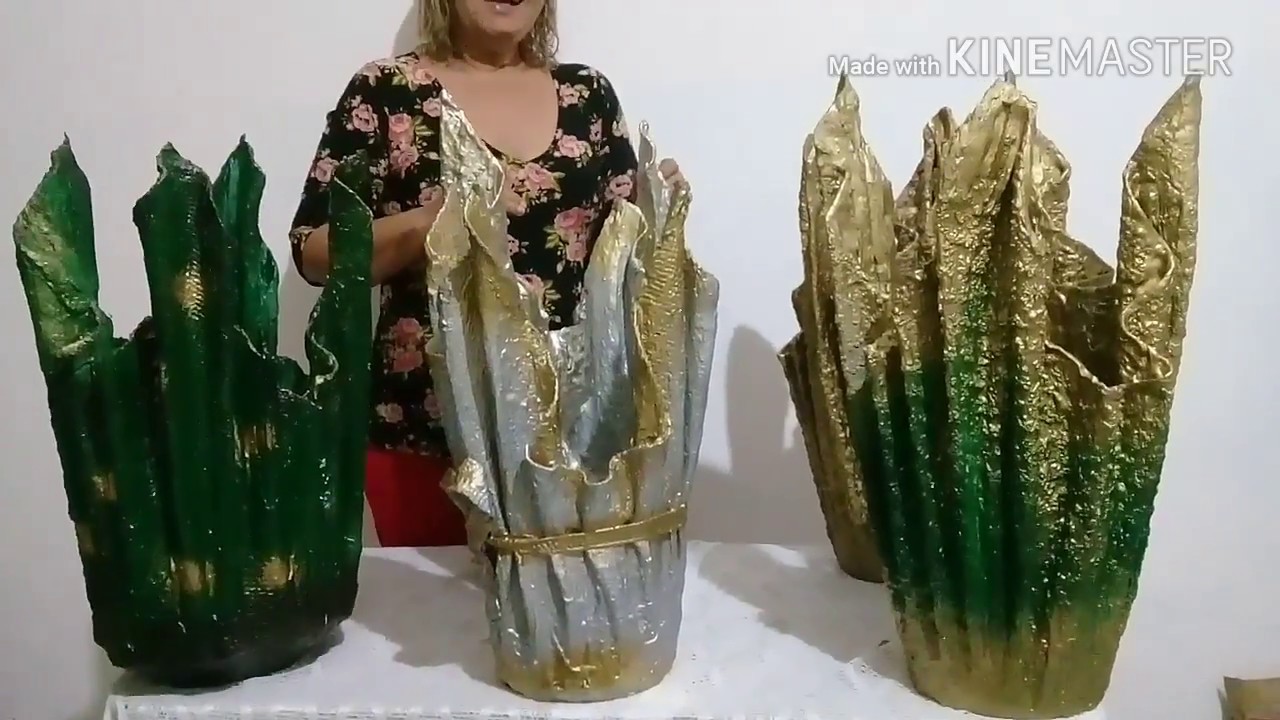 VASO DE TOALHA E CIMENTO  pintura glamourosa