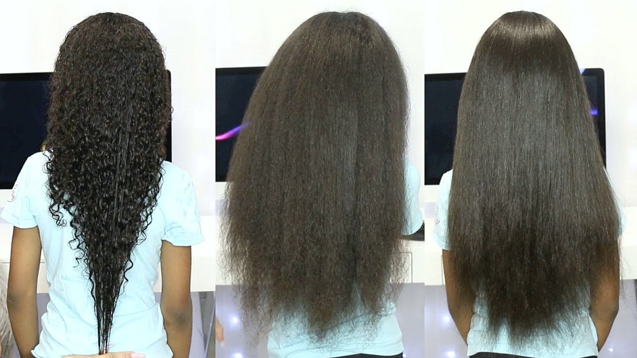 STRAIGHTENING MY DAUGHTERS LONG CURLY HAIR!!