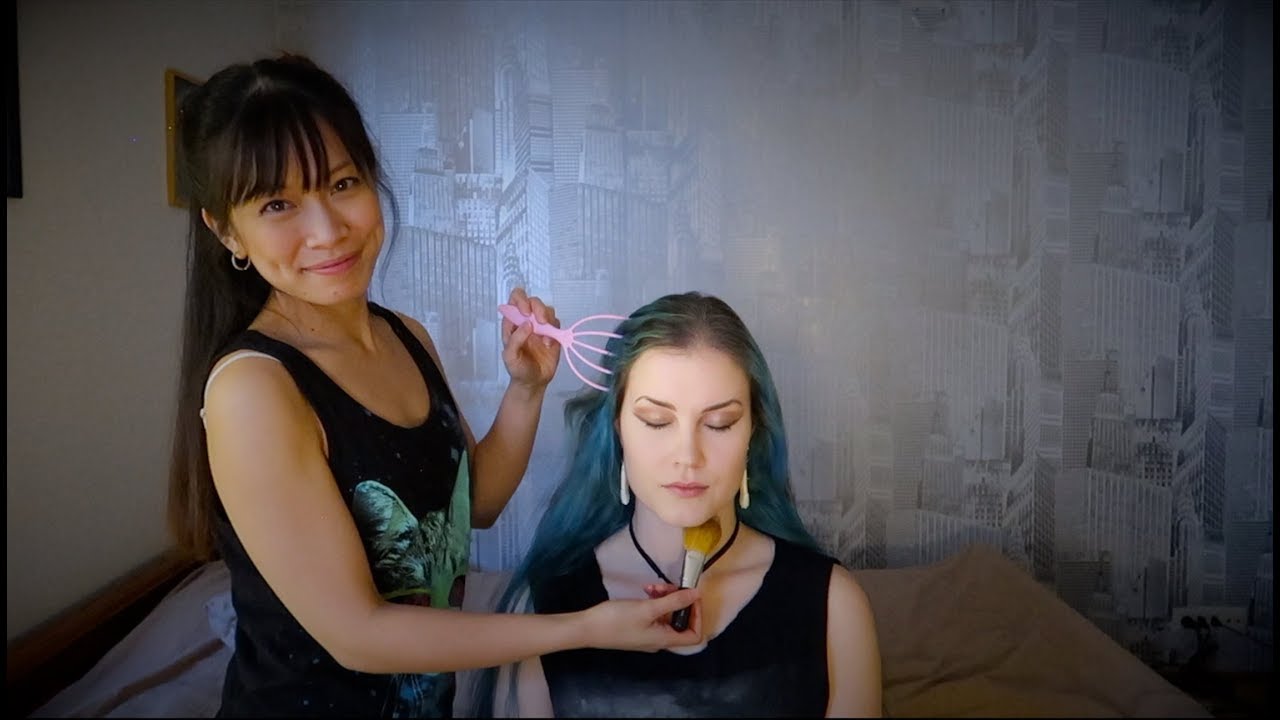 ASMR 💆🏼‍♀️Scalp Massage + Hair & Face Brushing + Countdown To ZZZ [Layered Sounds]