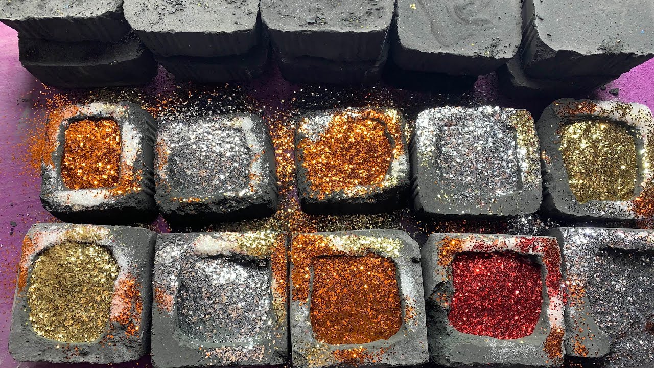 HBD Black Chalk Glitter Bomb with @Satisfying_ASMRanu Crushing Asmr #blackglitterbomb