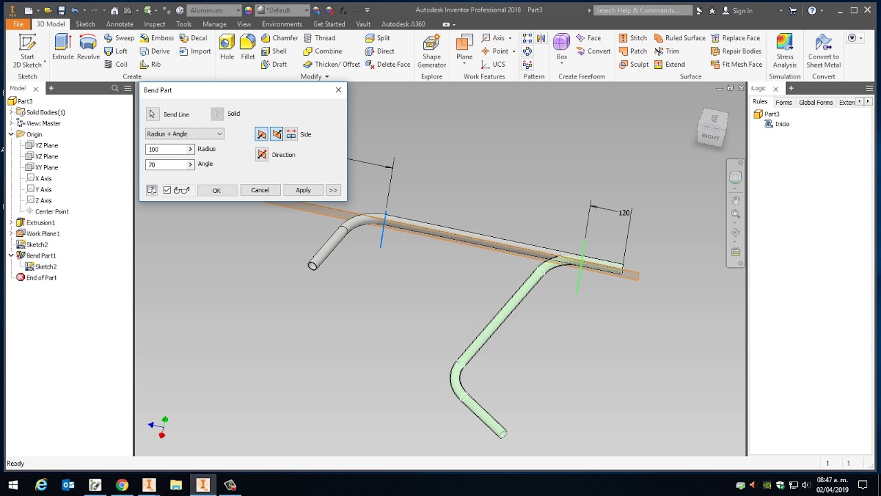 Inventor - Bend Tube