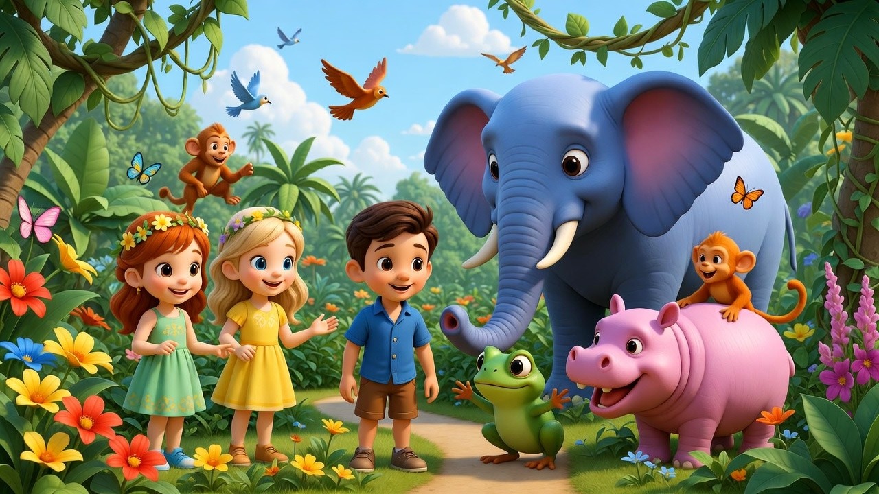 Jungle Visit Rhyme 🌿🐒 | Walking through the Jungle Song