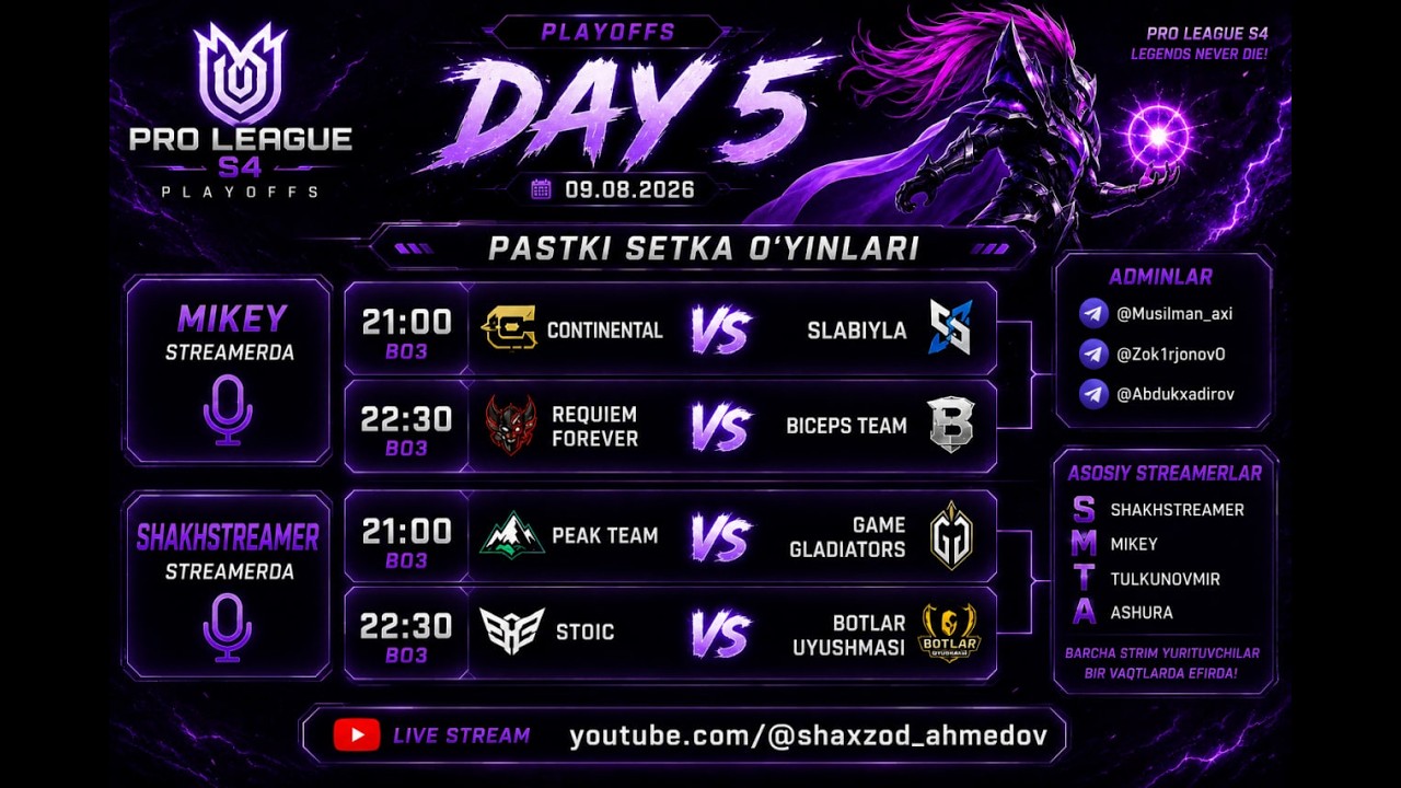 PlayOff  Day 5 Pro Liga S4 Pastki Setka Uzbekistan|Mobile Legends|UZB