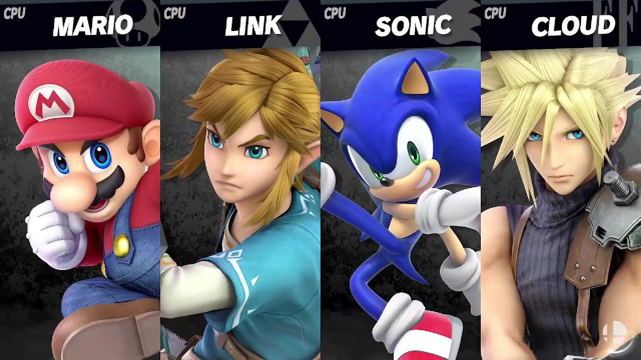 Smash Ultimate EX Mario VS Link VS Sonic VS Cloud