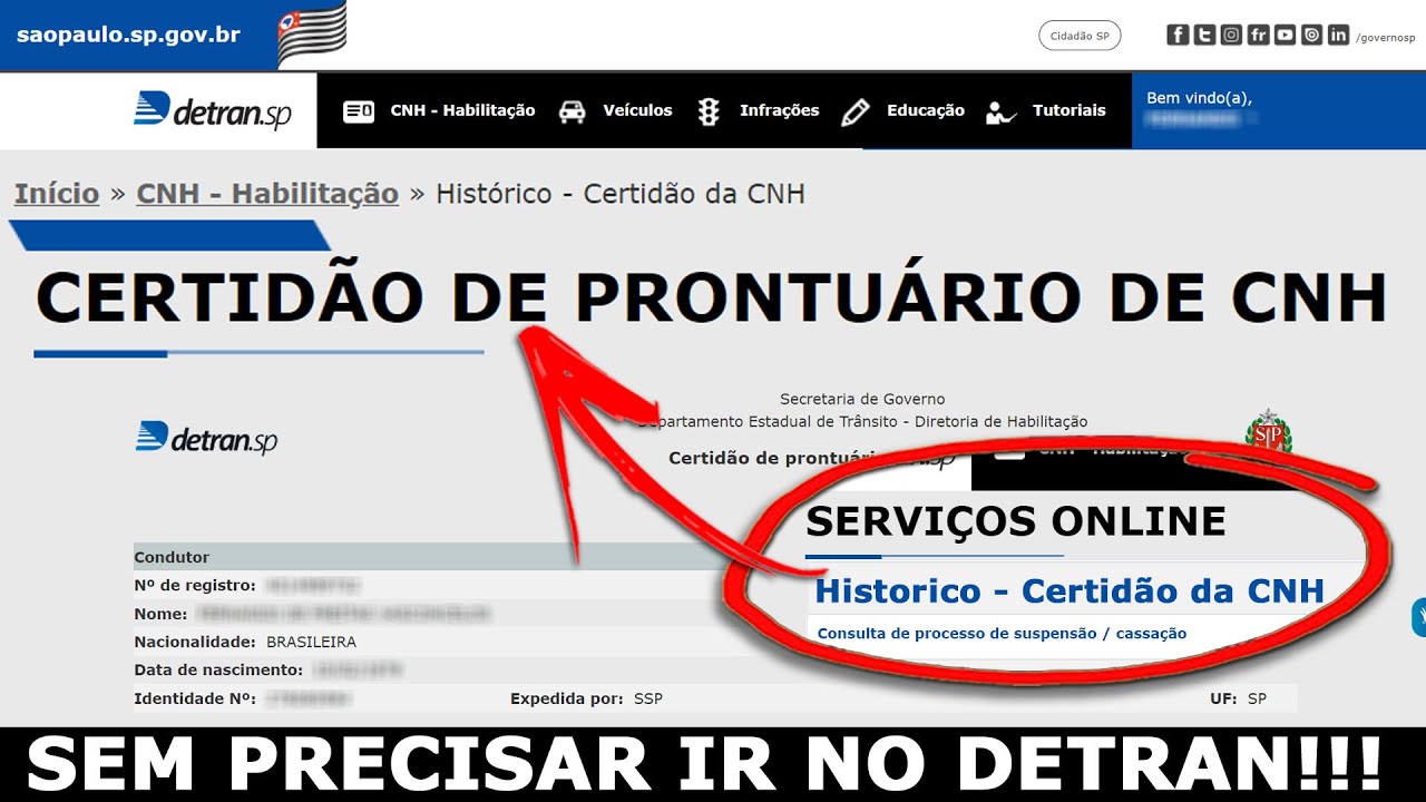 CERTIDÃO DE PRONTUÁRIO - PELA INTERNET SEM PRECISAR IR NO DETRAN - CERTIDÃO DE PONTOS