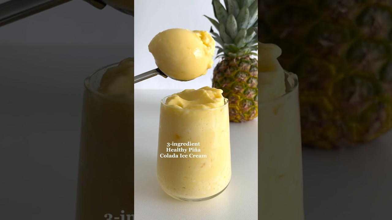3-ingredient Healthy Pi&ntilde;a Colada Ice Cream🤩 #healthyrecipes #healthydessert #healthyicecream