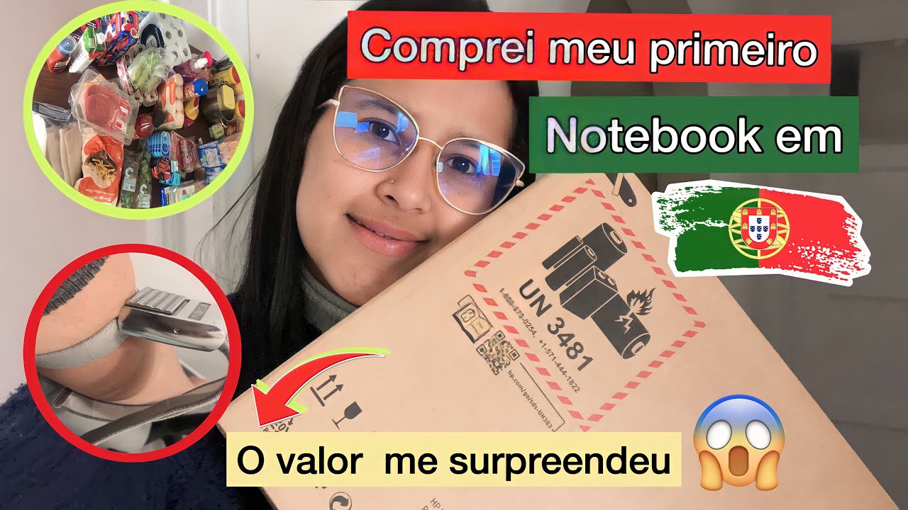 Comprei meu primeiro notebook em Portugal+valor😱fizemos mercado para 15 dias+valor, mostrei tudo😻