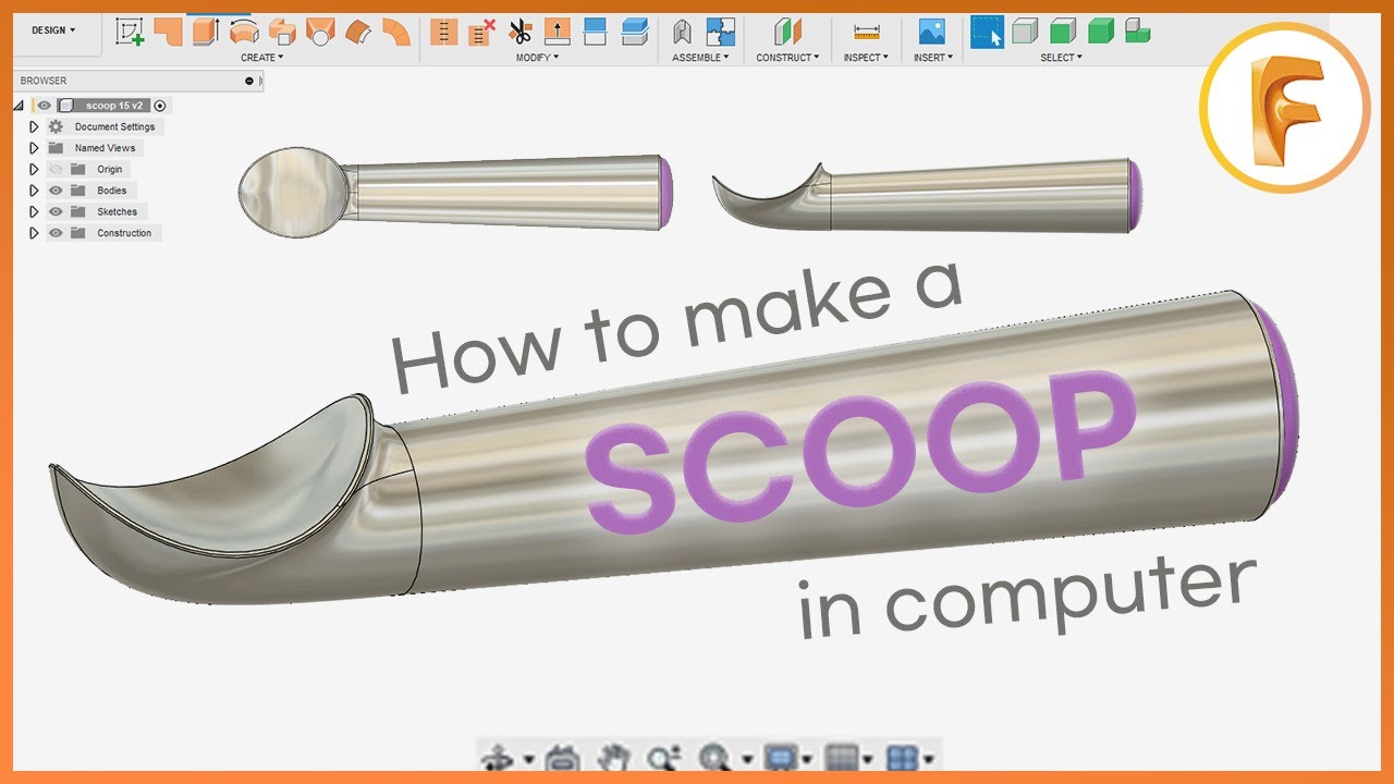 Fusion 360 | How to make a Scoop in computer | Icecream Scoop 3D Modeling | 아이스크림 스쿱 모델링