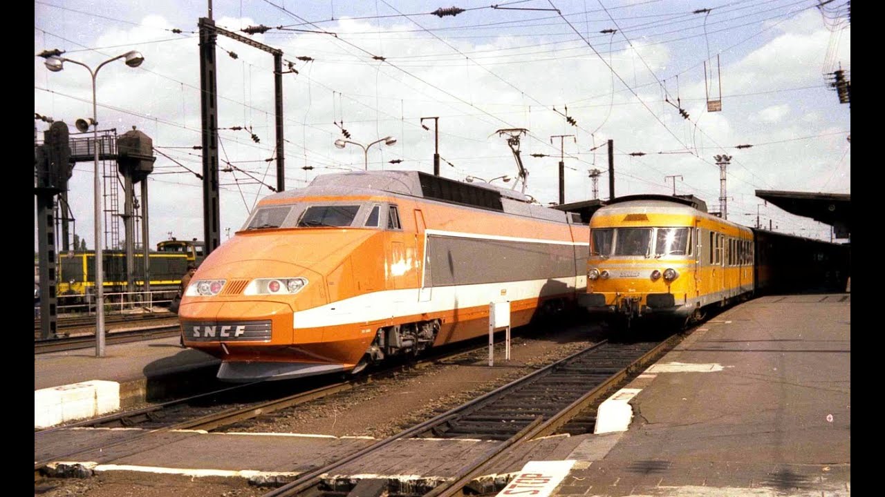 En TGV à 260 km/h dans la plaine d'Alsace en janvier 1980