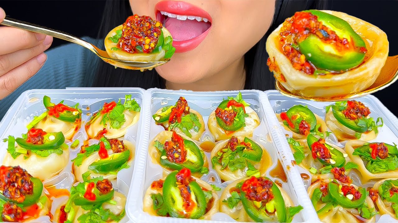 ASMR Dumplings COVERED with NEW Chili Onion Crunch Sauce (Eating Show) ASMR Phan