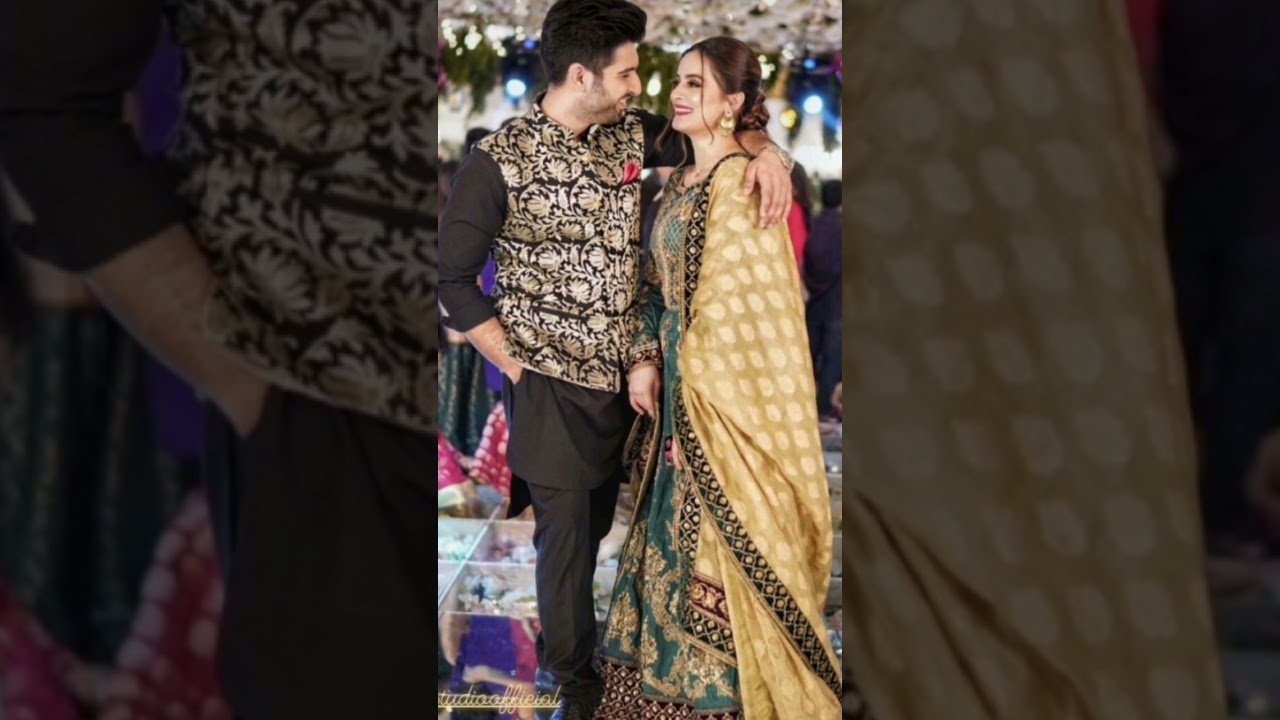 Pakistani Famous Actor Aiman Khan & Muneeb Butt Beautiful Wdding Dress Design🌹😄| #wedding #shorts