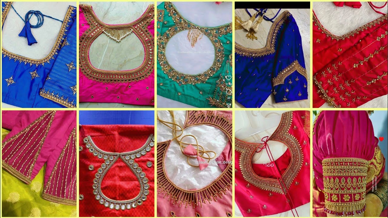 💯50 New Ari work Green Bridal Blouse Designs | Maggam Work Blouse Design  bridal Ari blouse design
