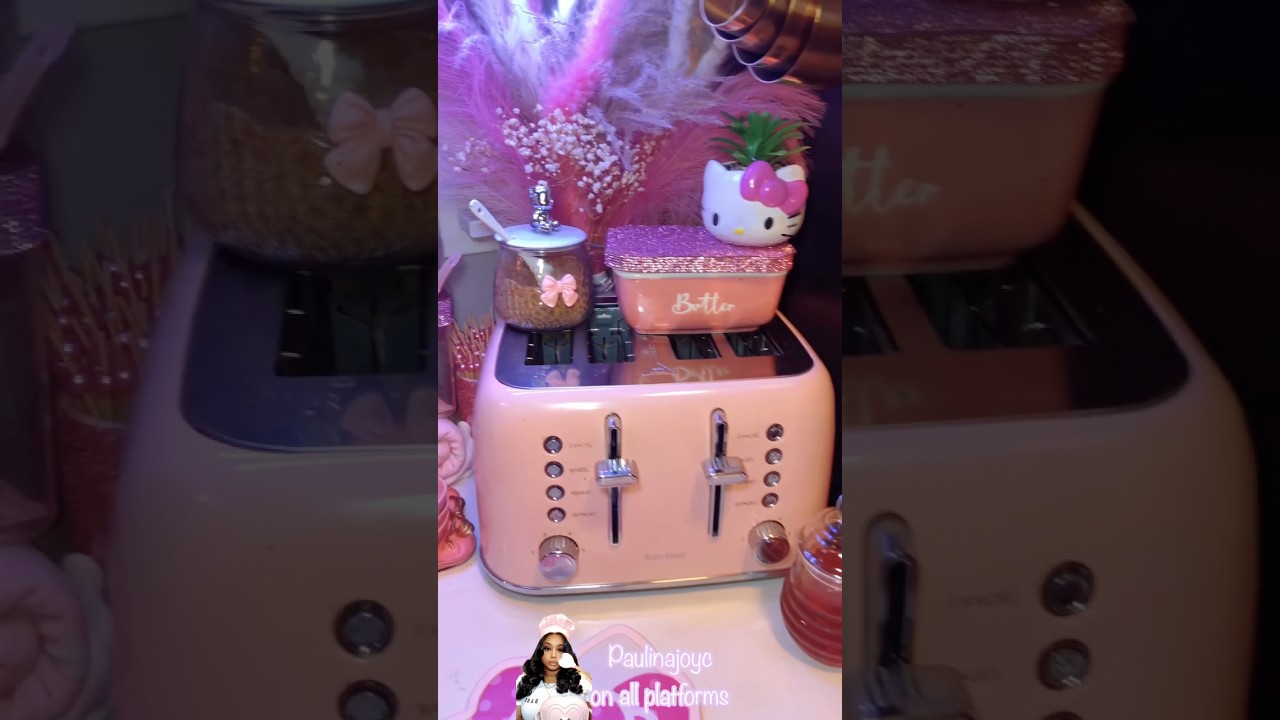 Pink Hello Kitty Kitchen Tour #pink #pinkkitchen #pinkaesthetics