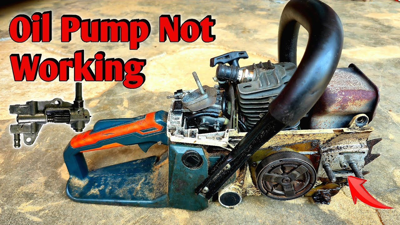 ▶️ Chainsaw oil pump problem || Chainsaw machine oil pump repair