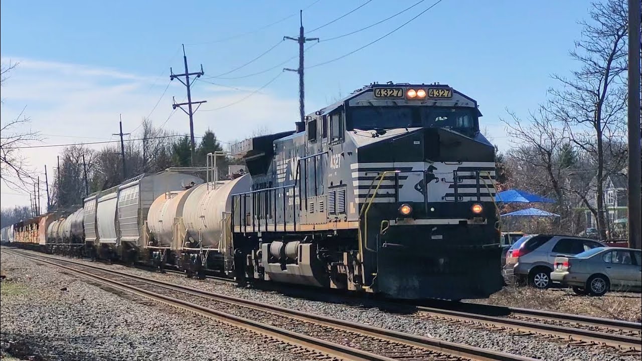 NS 4327 Leads Manifest Train At Wyoming Ohio.