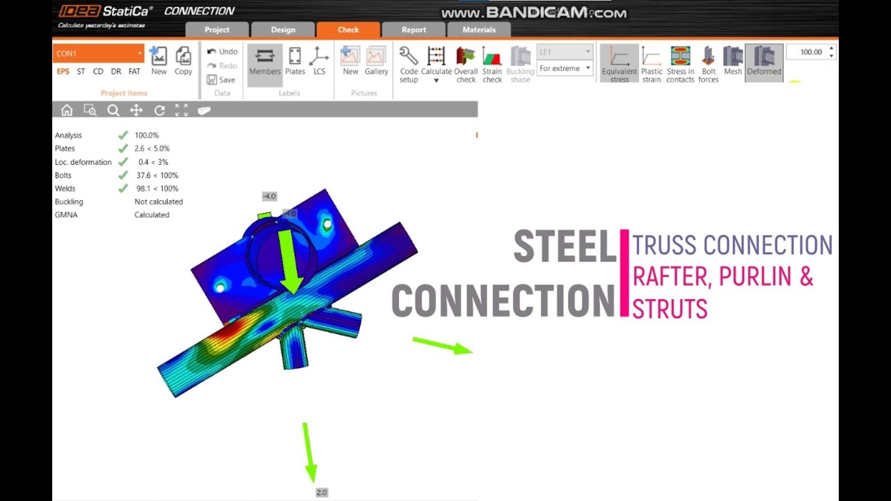 Design of Steel Truss Connection (Purlin, rafter and struts) | IS 800:2007 | ETABS & IDEA STATICA |