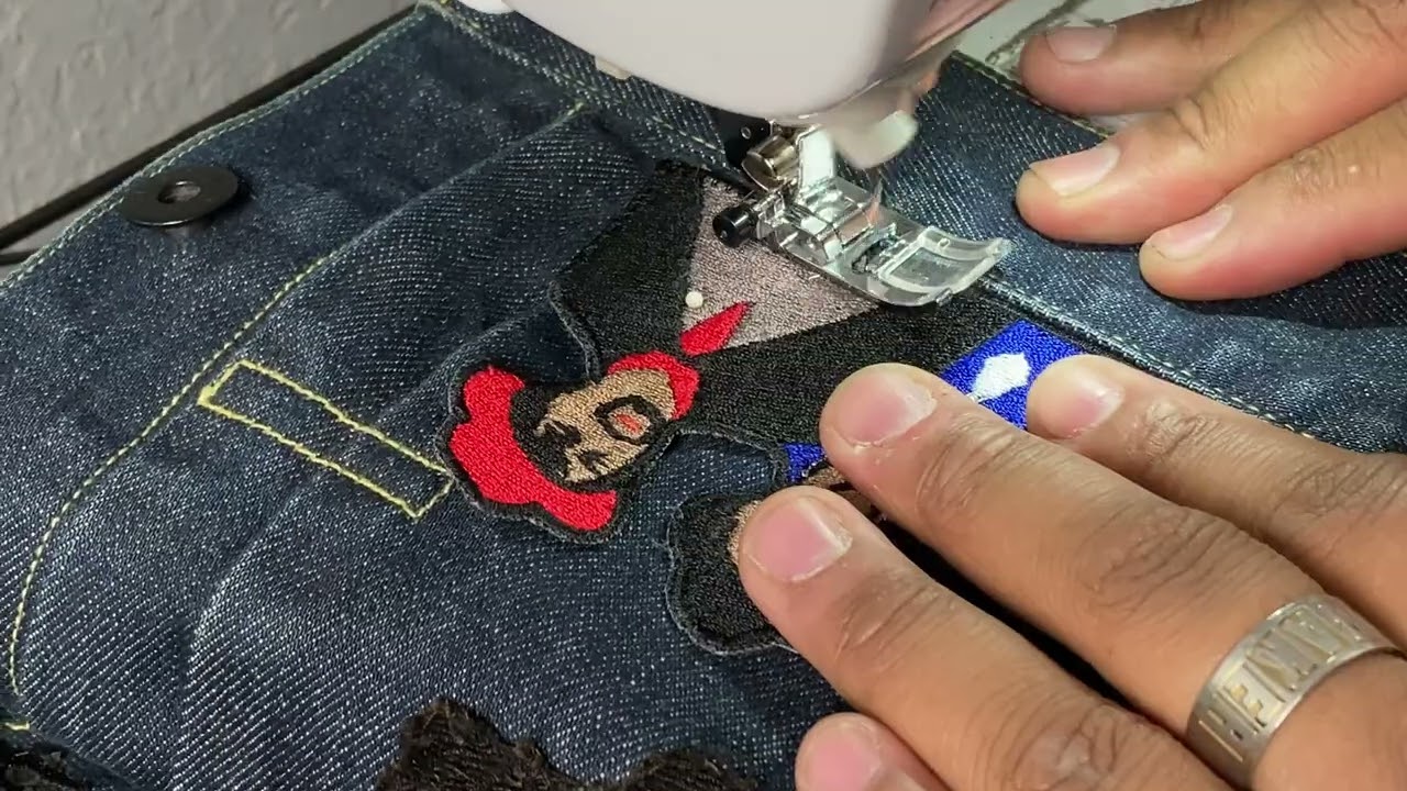 How to sew a patch onto your jacket // Brother SE625 // Beginner sewing 101