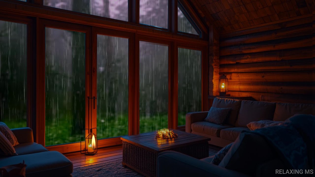 Night Rain on Cozy Cabin Deck | Deep Relaxing Rain Sounds for Sleep & Meditation