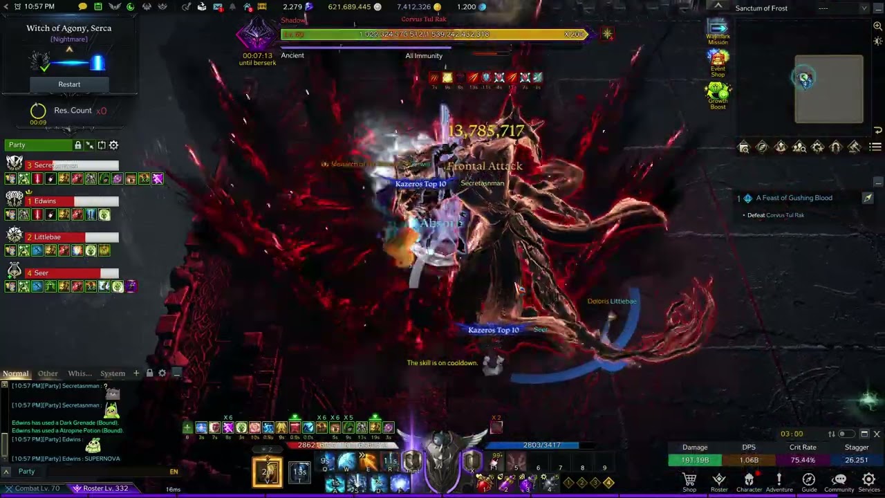[Lost Ark] Serca Nightmare G2 Blue Gunlancer 1.36b DPS 485m nDPS