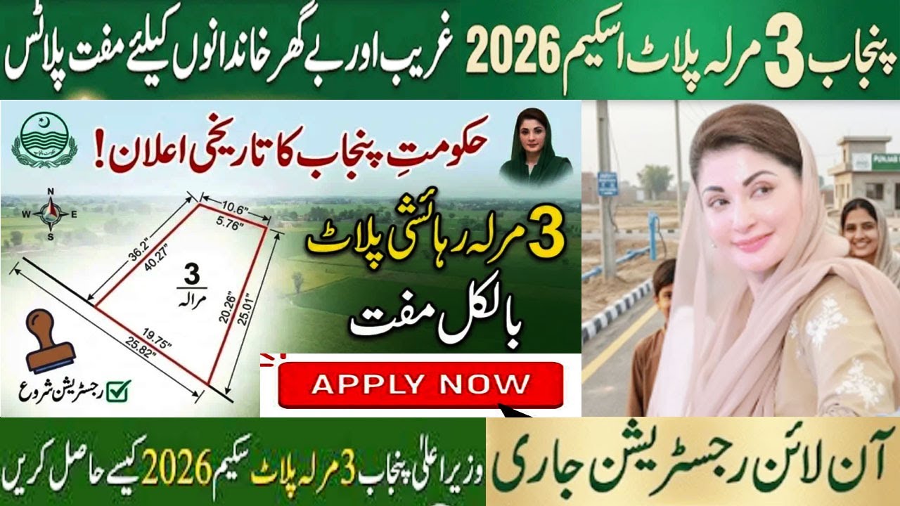 Punjab 3 Marla Plot Scheme 2026 - Online Registration Free Housing Plots - CM Punjab Scheme January