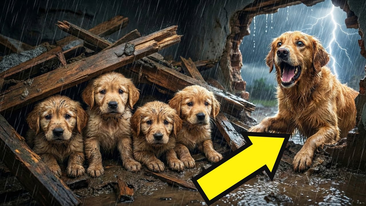 MAMÁ GOLDEN LO ARRIESGA TODO PARA SALVAR A SUS CACHORROS ATRAPADOS