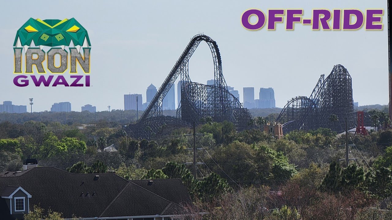 Iron Gwazi Off-Ride Footage, Busch Gardens Tampa RMC Hybrid Coaster | Non-Copyright