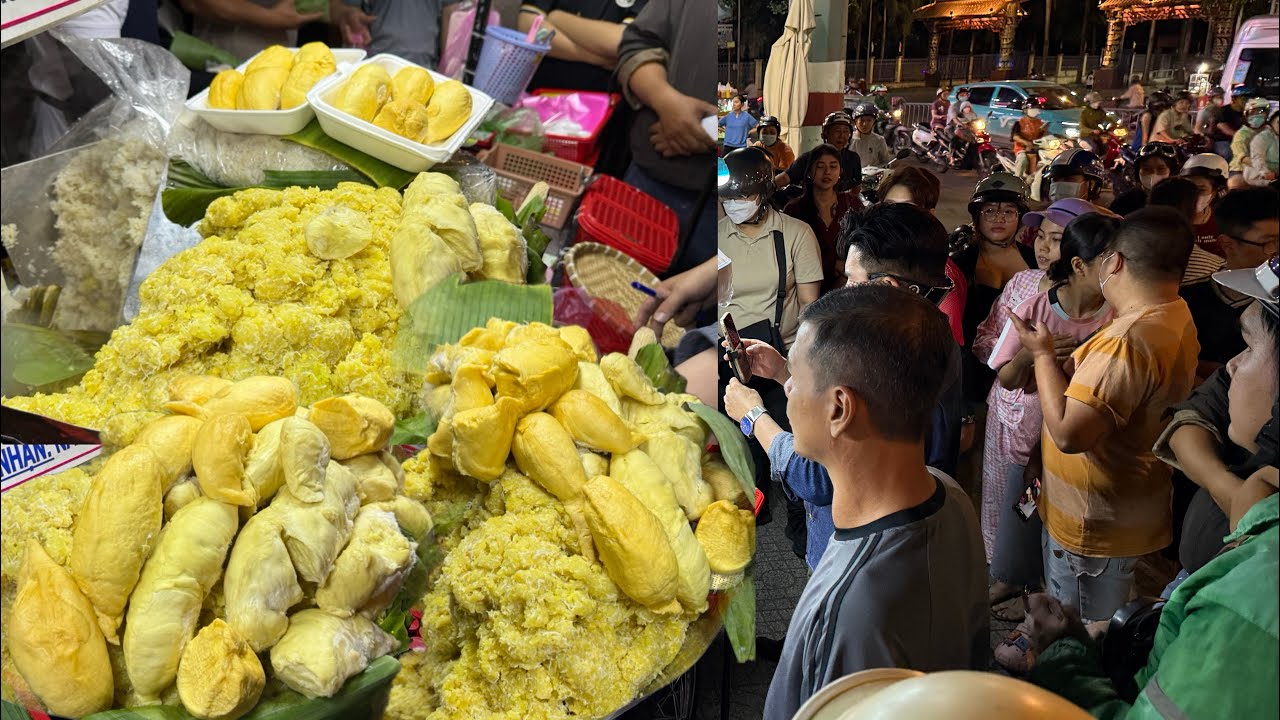Sợ hãi cảnh khách chen lấn giật số để mua gói xôi sầu riêng nguyên múi chỉ 50k
